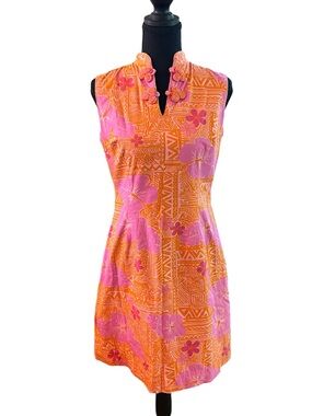 Vintage Lilly Pulitzer Sneaky Tiki Tropical Floral Sleeveless Dress - Size 4